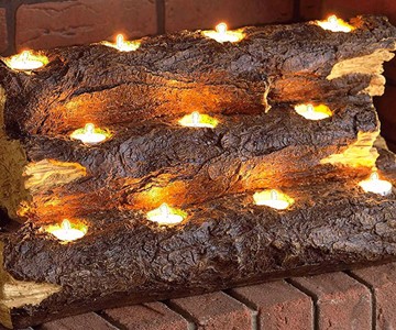 Tea Light Faux Fireplace Log