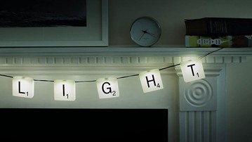 Scrabble Tile String Lights with Customizable Letters Scrabble Tile String Lights with Customizable Letters