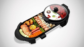 2-in-1 Indoor Electric BBQ Grill & Hot Pot