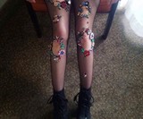 Flowered Fishnet Tights