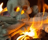 Skull & Bones Gas Fire Pit & Fireplace Logs