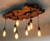 Custom Live-Edge Olive Wood Chandelier