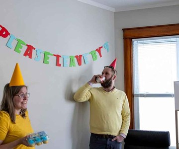Please Leave by 9 Party Banner