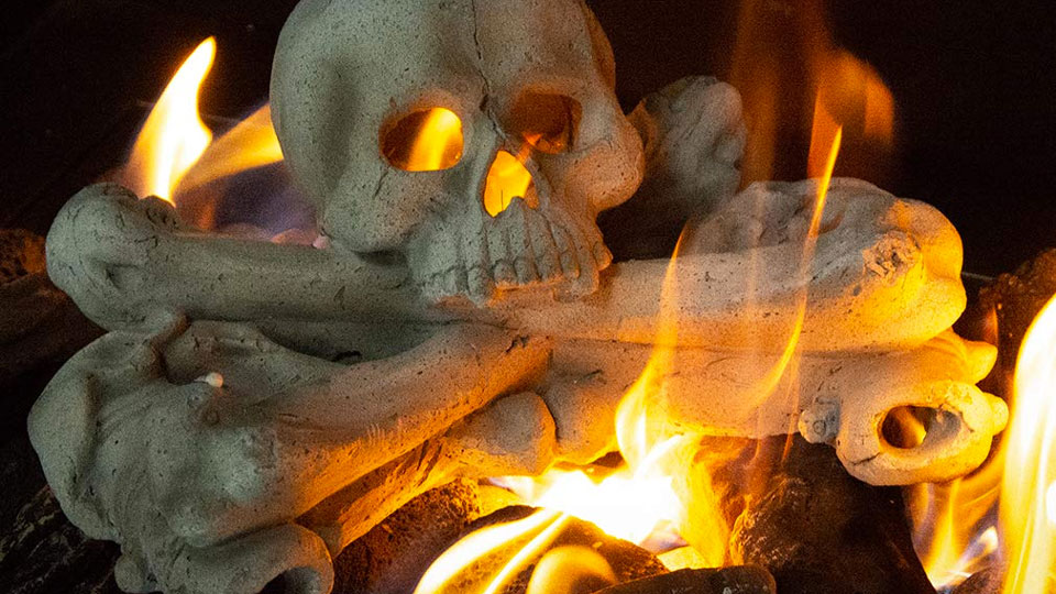 Skull & Bones Gas Fire Pit & Fireplace Logs Skull & Bones Gas Fire Pit & Fireplace Logs