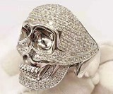 David Yurman Black Diamond & Ruby Wave Skull Ring