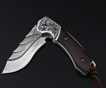 Romance of Men Windtalker Damascus Steel Folding Knife