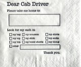 Dear Cab Driver Napkins