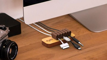 Wood & Leather Cable Organizers Wood & Leather Cable Organizers