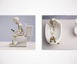 Hipster Skeleton Bathroom Prints