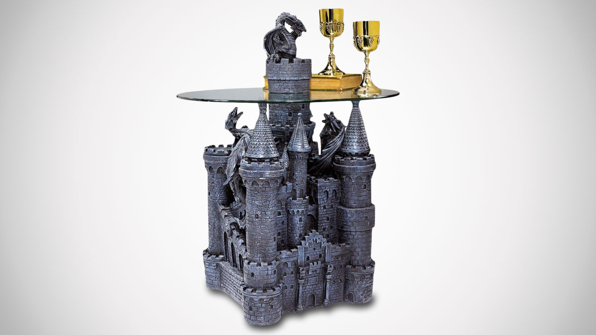 Lord Langton's Castle Glass-Topped Sculptural Table Lord Langton's Castle Glass-Topped Sculptural Table
