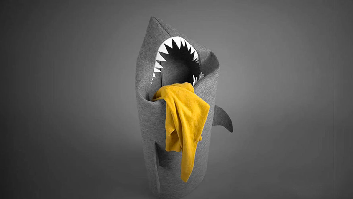 Shark Bin Felt Laundry Basket Shark Bin Felt Laundry Basket