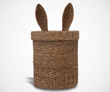 Bunny Ears Seagrass & Rattan Storage Basket