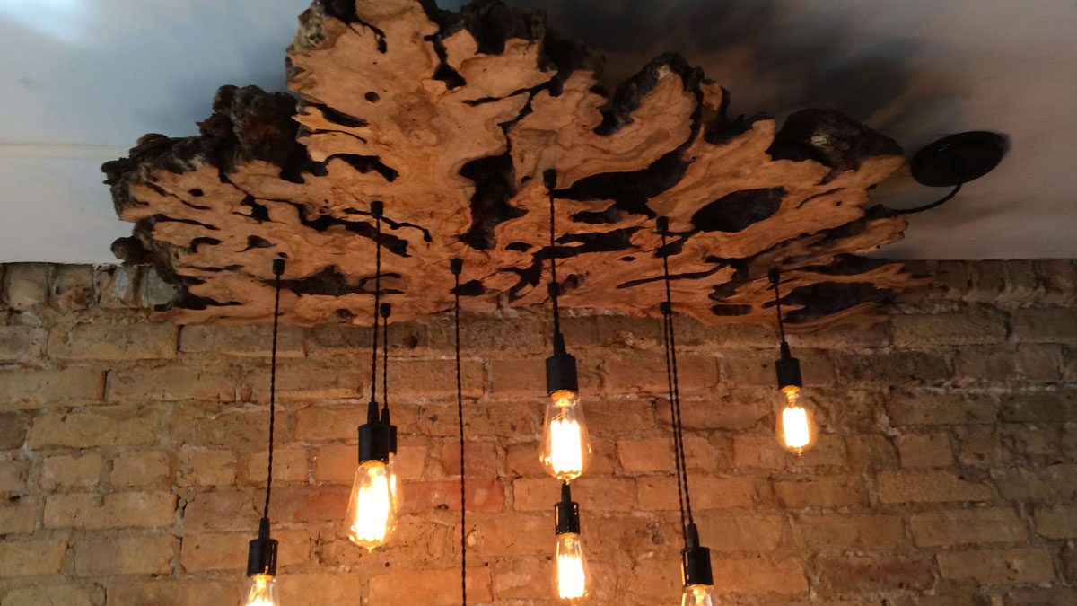 Custom Live-Edge Olive Wood Chandelier Custom Live-Edge Olive Wood Chandelier