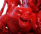 Childhood Toy Lamp in Red Closeup