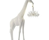 Life-Size Baby Giraffe Holding a Chandelier Light