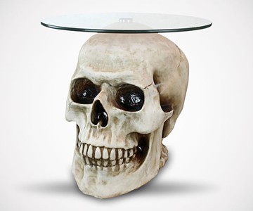 Lost Souls Gothic Skull Glass-Topped Table Lost Souls Gothic Skull Glass-Topped Table