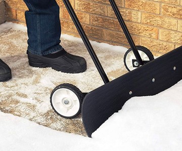 The Snowcaster Wheeled Snow Pusher & Barn Shovel The Snowcaster Wheeled Snow Pusher & Barn Shovel