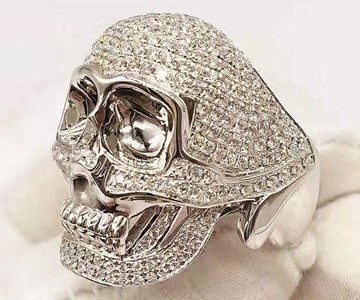 18K Gold & Diamond Pave Skull Ring 18K Gold & Diamond Pave Skull Ring