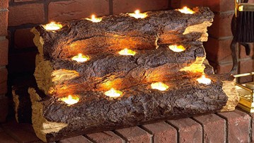 Tea Light Faux Fireplace Log Tea Light Faux Fireplace Log